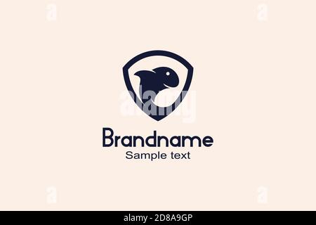 Fish shield logo design concept, simple elegant minimalist and flat logo design. Stock Vector