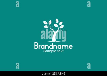 Eco Friendly Tree Logo on Green Background. Stock Vector