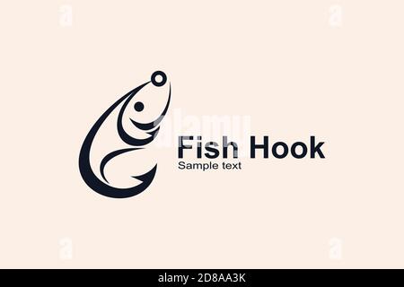 Abstract Fish hook, Fishing logo design concept. Stock Vector