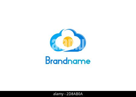 Sun Cloud Logo Design Concept Template. Stock Vector