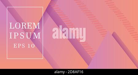 Pink Orange Vector Geometric Shapes Gradient Background. Abstract Cover Design. Stock Vector