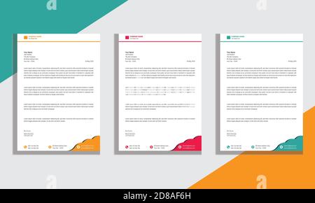 Professional Corporate And Creative Letterhead Design For Business. Print Ready Letterhead Template In A4 Size Colorful. Stock Vector