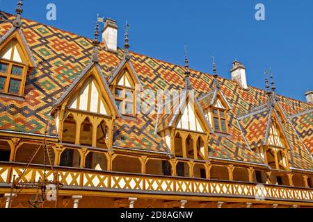 Hospice de Beaune, Hotel Dieu at Beaune, Burgundy region of France. Stock Photo