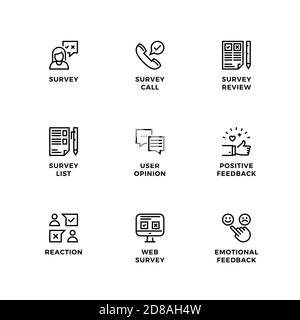User exploration linear icons set. Research, Insight, Observation ...