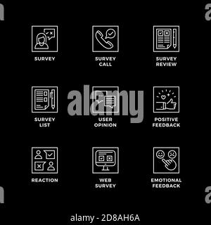 Vector set of design elements, logo design template, icons and badges for survey. Line icon set, editable stroke. Stock Vector