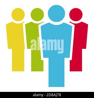 EPS 10 vector file for business info graphic designs, team work concept with four colored businessmen in a row Stock Vector