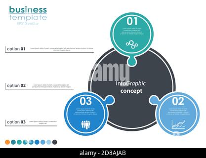EPS 10 vector file for business info graphic template designs, team work concepts and data information with three options Stock Vector