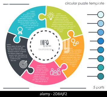 EPS 10 vector file for business info graphic template designs, team work concepts and data information with five process options Stock Vector