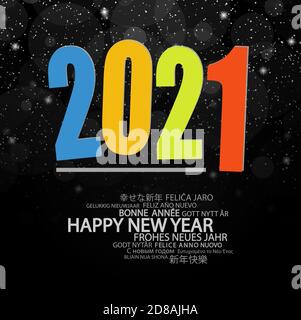 colored background concept for New Year 2021 greetings with falling snow Stock Vector