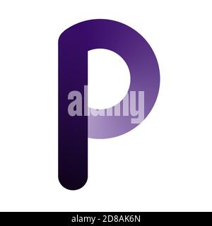 Gradient purple letter P, icon for design or logo. Stock Photo