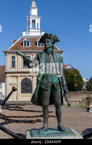 Memorial statue of Captain George Vancouver with the Custom House in ...