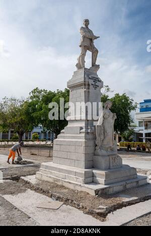 Sculpture statue of Calixto Garcia in the city square or parque, Holguin, Cuba Stock Photo