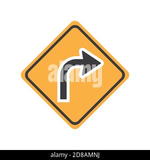Turn right glyph icon road sign vector illustration in white background. Turn right icon sign Stock Vector