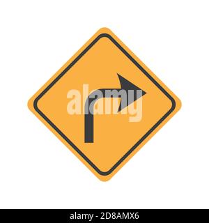 Turn right glyph icon road sign vector illustration in white background. Turn right icon sign Stock Vector