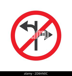 Turn right or turn left glyph icon road sign vector illustration in white background. Turn right or turn left icon sign Stock Vector