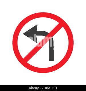 Turn left glyph icon road sign vector illustration in white background. Turn left icon sign Stock Vector