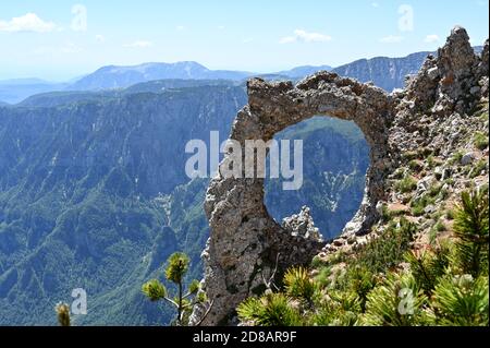 Hajdučka vrata natural phenomenon on mountain Čvrsnica, Bosnia and Herzegovina Stock Photo