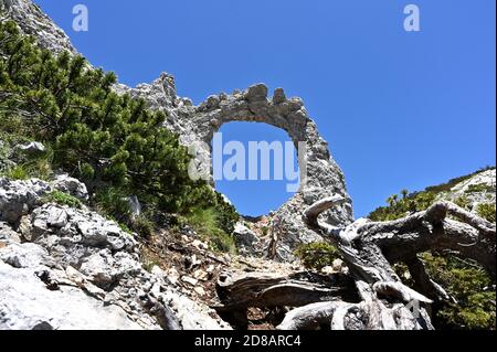 Hajdučka vrata natural phenomenon on mountain Čvrsnica, Bosnia and Herzegovina Stock Photo