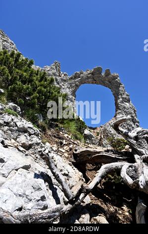 Hajdučka vrata natural phenomenon on mountain Čvrsnica, Bosnia and Herzegovina Stock Photo