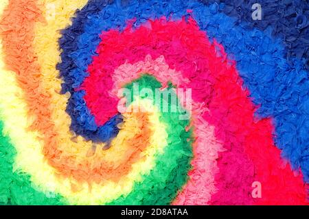 Abstract colorful background, wave from various colors of bright fabric. Stock Photo