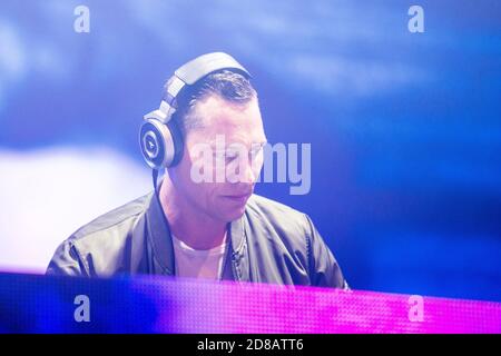 Skanderborg, Denmark. 05th, August 2015. The Dutch record producer and DJ Tiësto performs a live show during the Danish music festival SmukFest 2015 in Skanderborg. (Photo credit: Gonzales Photo - Lasse Lagoni). Stock Photo