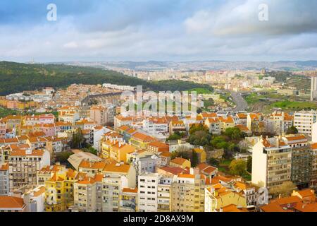 Aerial view of Lisbon from viewpoint. Lisbon, Portugal Stock Photo