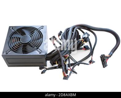 Single power supply for PC isolated on a white background Stock Photo