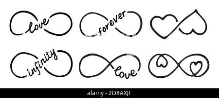 Infinity symbols with words love, infinity, forever Stock Vector