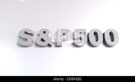 Large text SP 500 on stone background, computer generated. 3D rendering of financial concept. Stock Photo