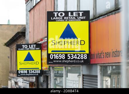 To Let signs on a commercial property, Airdrie, North Lanarkshire, Scotland, UK Stock Photo