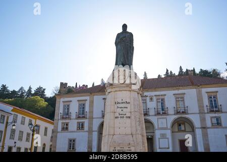 Statue in Praca da Republica in Tomar, Portugal Stock Photo