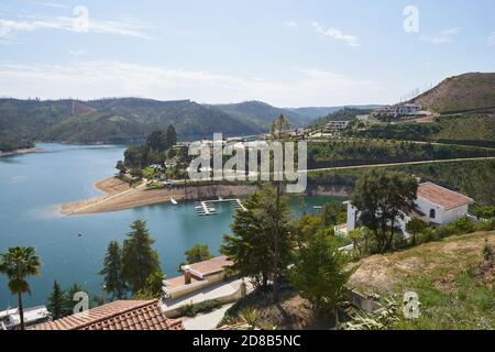 Castelo do Bode Albufeira dam lake landscape in Portugal Stock Photo