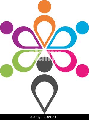 Community, network and social logo design template vector Stock Vector