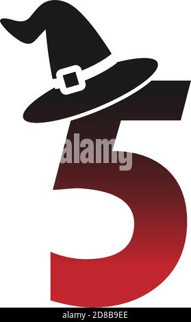 Number 5 witch hat concept design Illustrator Stock Vector