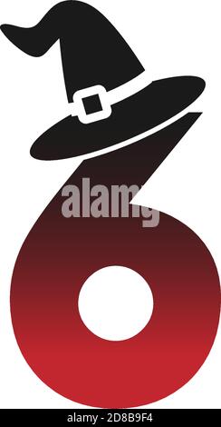 Number 6 witch hat concept design Illustrator Stock Vector