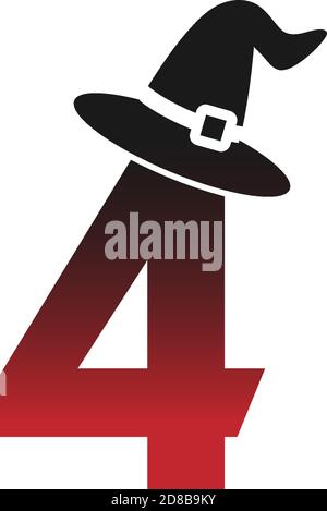 Number 4 witch hat concept design Illustrator Stock Vector