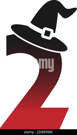 Number 2 witch hat concept design Illustrator Stock Vector