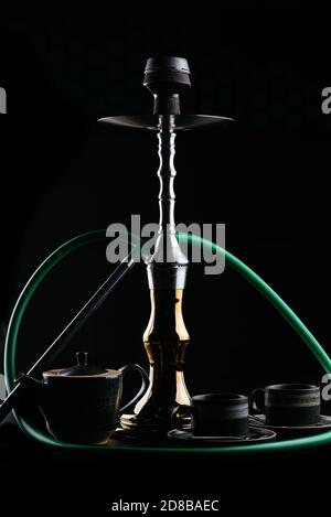 handmade hookah on a black background Stock Photo
