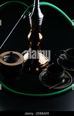 handmade hookah on a black background Stock Photo
