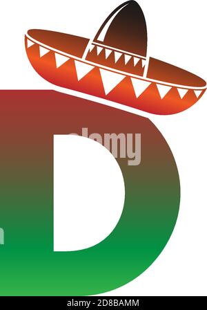 Letter D Mexican hat concept design illustration Stock Vector