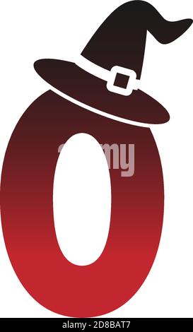 Number 0 witch hat concept design Illustrator Stock Vector