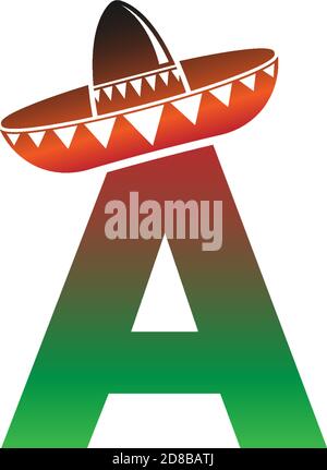 Letter A Mexican hat concept design illustration Stock Vector