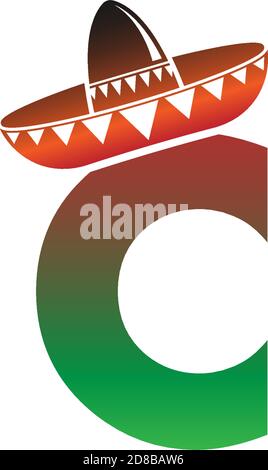 Letter C Mexican hat concept design illustration Stock Vector