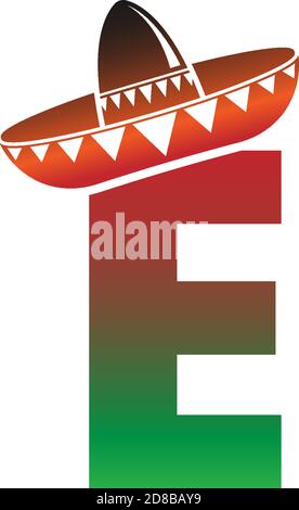 Letter E Mexican hat concept design illustration Stock Vector