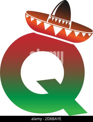 Letter Q Mexican hat concept design illustration Stock Vector