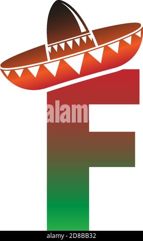 Letter F Mexican hat concept design illustration Stock Vector