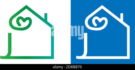 Letter J house with love icon logo template Stock Vector