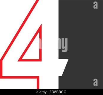 Number 4 on square design concept Stock Vector