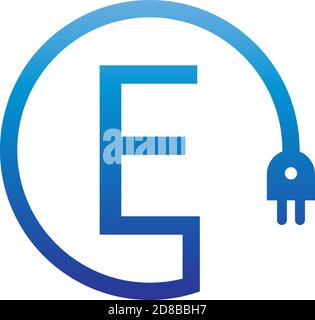 Power cable forming letter E logo icon Stock Vector
