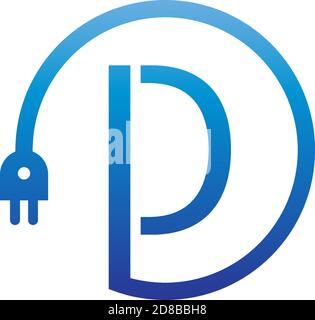 Power cable forming letter D logo icon Stock Vector